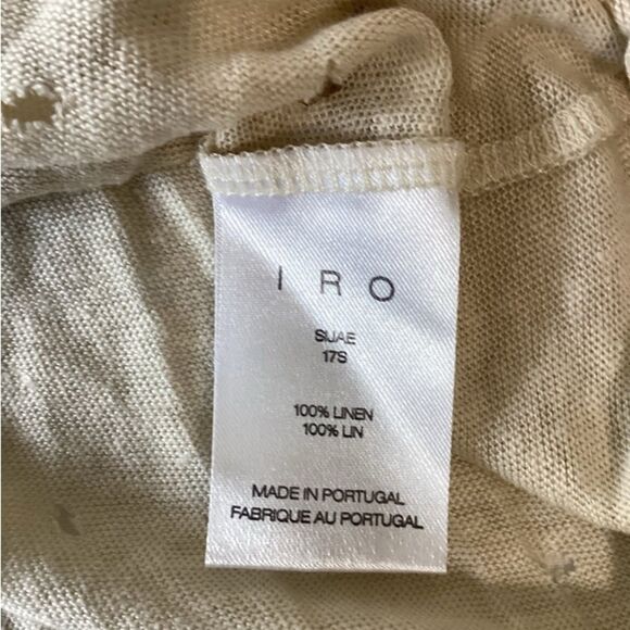 IRO Top Women’s Size Small Color Cream Ripped Design Short Sleeve 100% Linen - Picture 8 of 8